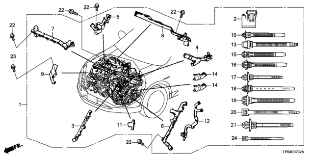 2015 Honda Crosstour Harn Holder,FR He Diagram for 32132-5G0-A00