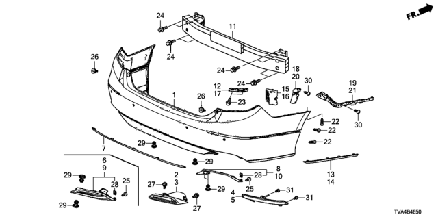 2018 Honda Accord Reflector Assy., L. RR. Diagram for 33555-TVA-A01