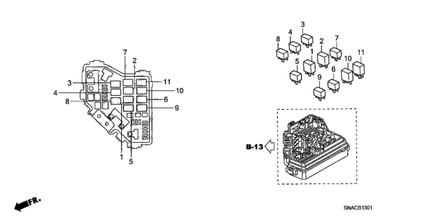 2011 Honda Civic Control Unit (Engine Room) Diagram 2