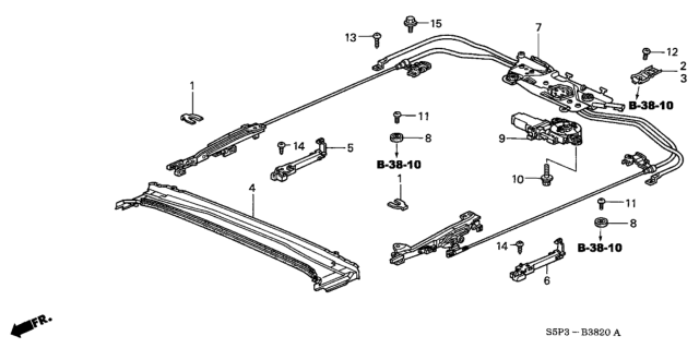 2002 Honda Civic 2 Door EX (SIDE SRS) KA 5MT Roof Slide Components Diagram