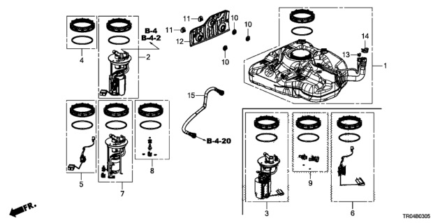 2012 Honda Civic Tank Set, Fuel Diagram for 17044-TR0-L00