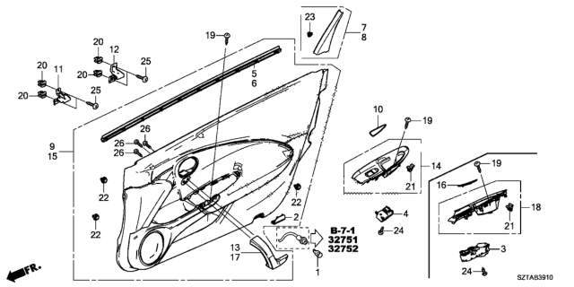 2015 Honda CR-Z Front Door Lining Diagram