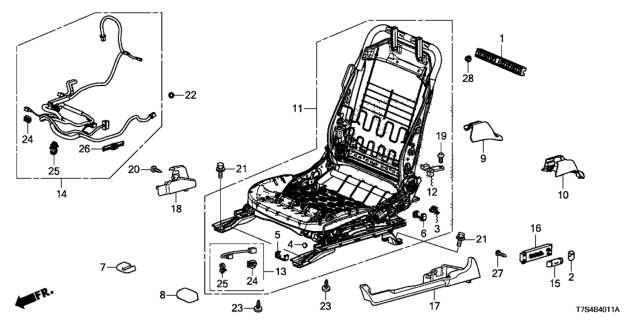 2019 Honda HR-V Front Seat Components (Driver Side) (Power Seat) Diagram