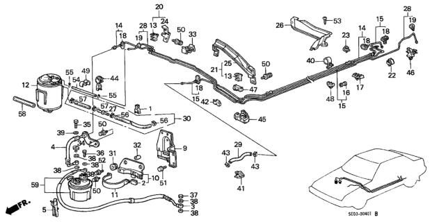 1988 Honda Accord Clamp, Fuel Pipe Diagram for 17706-692-003