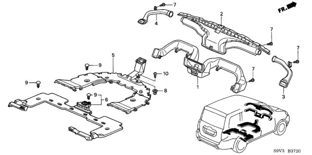 2005 Honda Pilot 5 Door EXL (RES) KA 5AT Duct Diagram