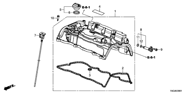 2019 Honda Civic Cylinder Head Cover (2.0L) Diagram