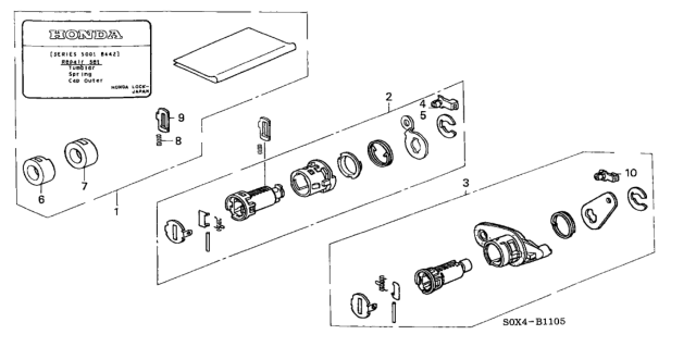 1999 Honda Odyssey Key Cylinder Kit Diagram