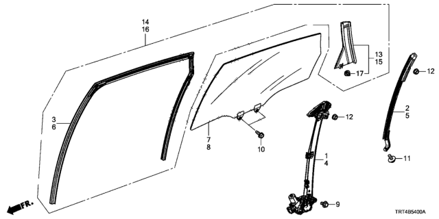 2021 Honda Clarity Fuel Cell GLASS, L- RR- DOOR Diagram for 73450-TBV-A01