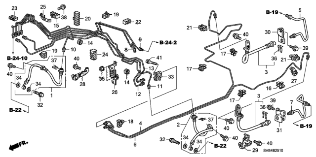 2010 Honda Civic 2 Door LX KA 5MT Brake Lines (ABS) (Drum) Diagram