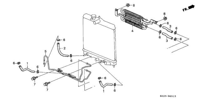 1998 Honda Civic Pipe, Cooler (ATf) Diagram for 25520-P2A-A02