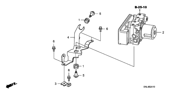 2007 Honda Fit Bracket, Modulator Diagram for 57115-SLA-900