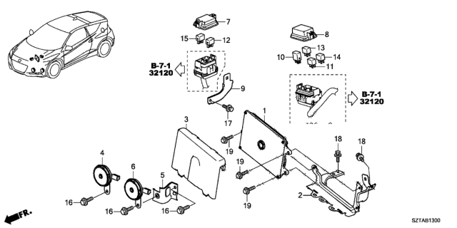 2013 Honda CR-Z Control Unit (Engine Room) Diagram