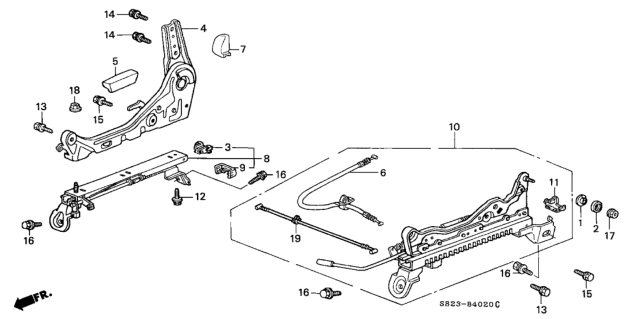 2000 Honda Accord Cable, Reclining Control Diagram for 81235-S82-A11