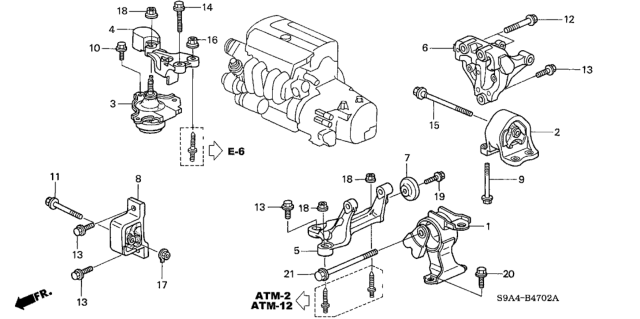 2003 Honda CR-V Rubber Assy., Transmission Mounting (AT) Diagram for 50805-SJF-981