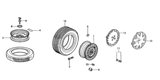 1998 Honda Civic 3 Door CX KA 4AT Wheel Disk Diagram