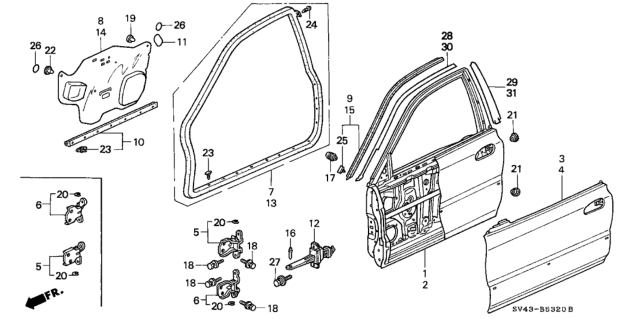 1997 Honda Accord Panel, L. FR. Door (DOT) Diagram for 67050-SV4-A90ZZ