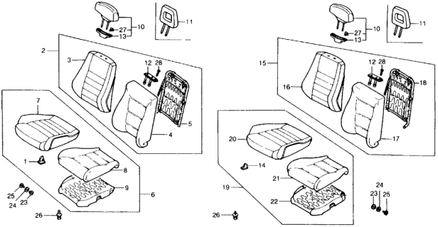 1991 Honda Civic 3 Door SI KA 5MT Front Seat Diagram