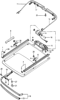 1979 Honda Prelude Roof Guide Rail - Roof Motor Diagram