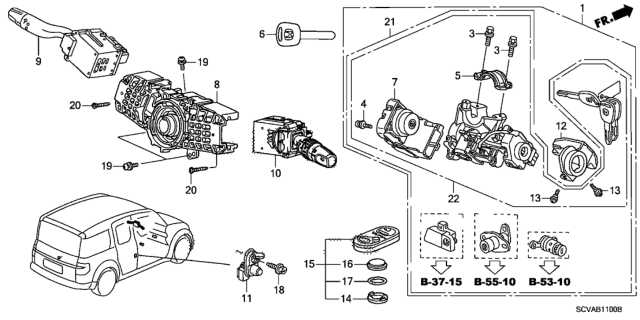 2010 Honda Element Switch Assembly, Wiper Diagram for 35256-SCV-A31