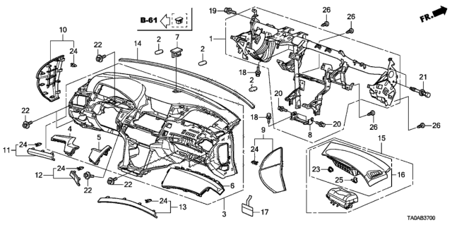 2012 Honda Accord Panel Assy, *Typef* Diagram for 77100-TA5-A01ZM