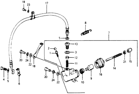 1977 Honda Accord Piston, Slave Cylinder Diagram for 46936-671-003