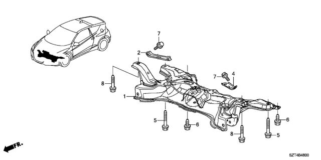 2011 Honda CR-Z Front Sub Frame Diagram