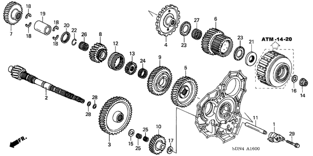 2003 Honda Accord 2 Door EX (V6) KL 5AT AT Countershaft (V6) Diagram