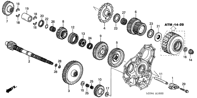 2004 Honda Accord AT Countershaft (V6) Diagram