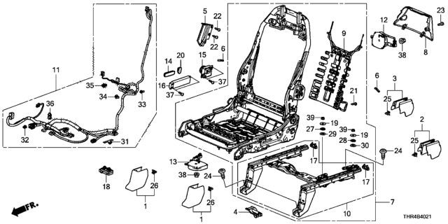 2021 Honda Odyssey Front Seat Components (Passenger Side) Diagram