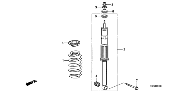 2010 Honda Fit Shock Absorber Assembly, Rear Diagram for 52610-TK6-A13