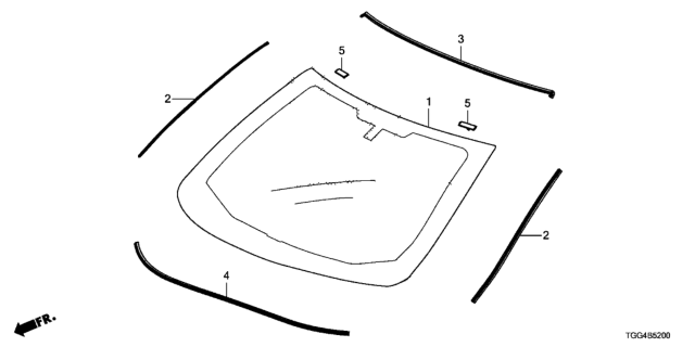 2019 Honda Civic Molding, FR. Windshield Diagram for 73150-TEA-T01