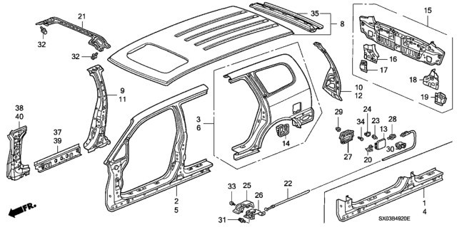 1997 Honda Odyssey 5 Door EX KA 4AT Outer Panel (Plasma Style Panel) Diagram