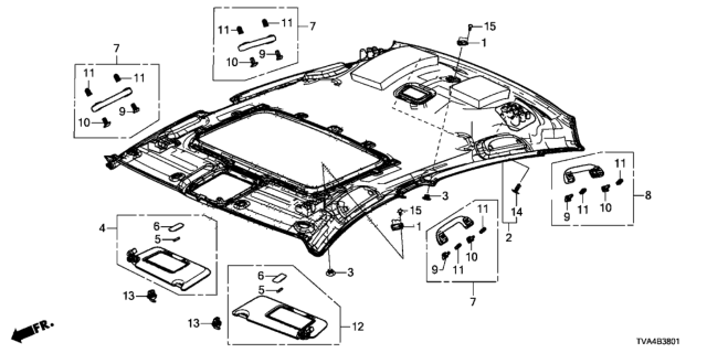 2019 Honda Accord Lining, Roof *NH882L* (Sunroof) (PLATINUM GRAY) Diagram for 83201-TVA-A81ZA