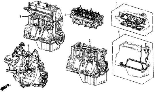 1986 Honda Civic Gasket Kit - Engine Assy.  - Transmission Assy. Diagram