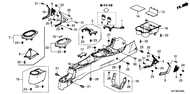 2011 Honda CR-Z Console Diagram