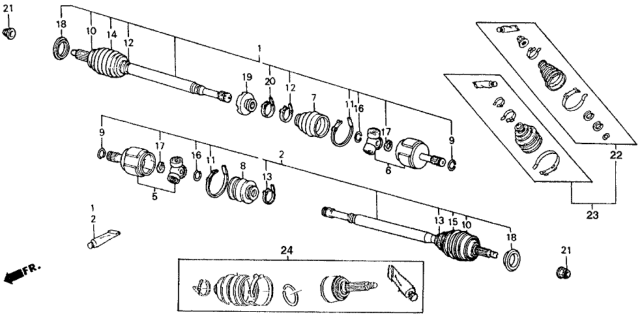 1989 Honda Accord Cv Boot Set, Inboard Diagram for 44017-SE0-A90