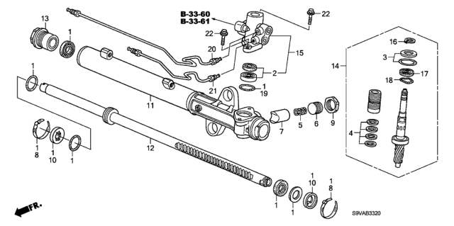 2008 Honda Pilot P.S. Gear Box Components Diagram