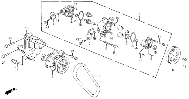 1990 Honda Civic 4 Door EX KA 4AT P.S. Pump Diagram