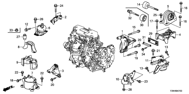 2017 Honda Accord Hybrid Bracket, RR. Engine Mounting Diagram for 50610-T3V-A01