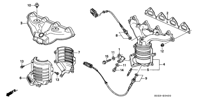 2000 Honda Civic Sensor, Front Oxygen Diagram for 36531-P2M-A02