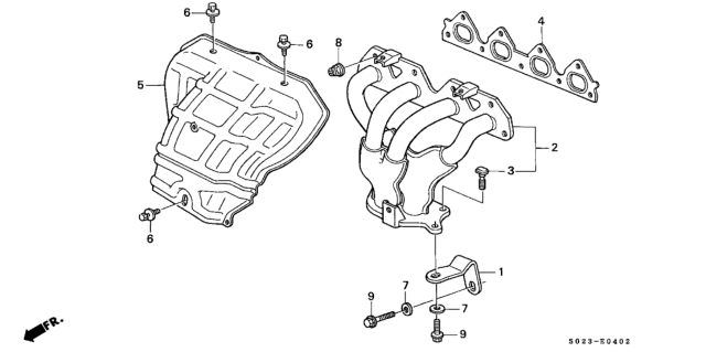 1999 Honda Civic Exhaust Manifold (VTEC) Diagram