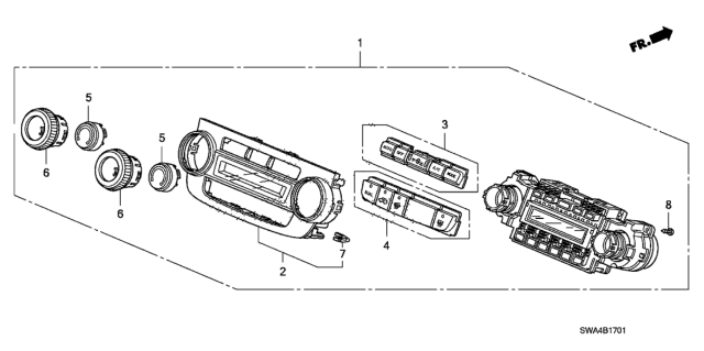 2008 Honda CR-V Control Assy., Auto Air Conditioner *NH167L* (GRAPHITE BLACK) Diagram for 79600-SWA-A41ZA