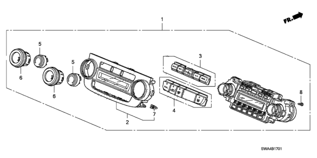 2011 Honda CR-V Knob Set A *NH167L* (GRAPHITE BLACK) Diagram for 79602-SWA-A42ZA