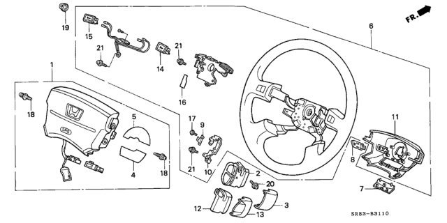 1993 Honda Civic Wheel, Steering (Excel Charcoal) Diagram for 78510-SR4-A02ZC