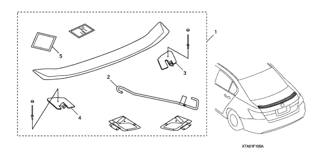 2012 Honda Accord 4 Door EX KA 5MT Deck Lid Spoiler Diagram
