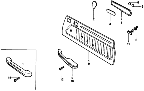 1977 Honda Civic 3 Door ** (1500) KL HMT Door Trim Diagram