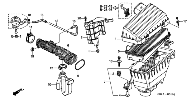2002 Honda Accord Cover, Air Cleaner Diagram for 17211-P8C-A00