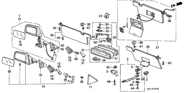 1988 Honda Accord Mirror, Rearview (Off Black) Diagram for 76430-SE5-A01ZC