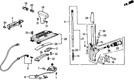 1989 Honda Accord 2 Door SEI KA 4AT Select Lever Diagram