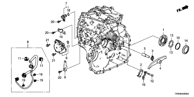 2019 Honda Clarity Plug-In Hybrid AT Parking Gear - Parking Actuator Diagram